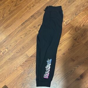 Reebok Kids Black Joggers with Colorful Logo